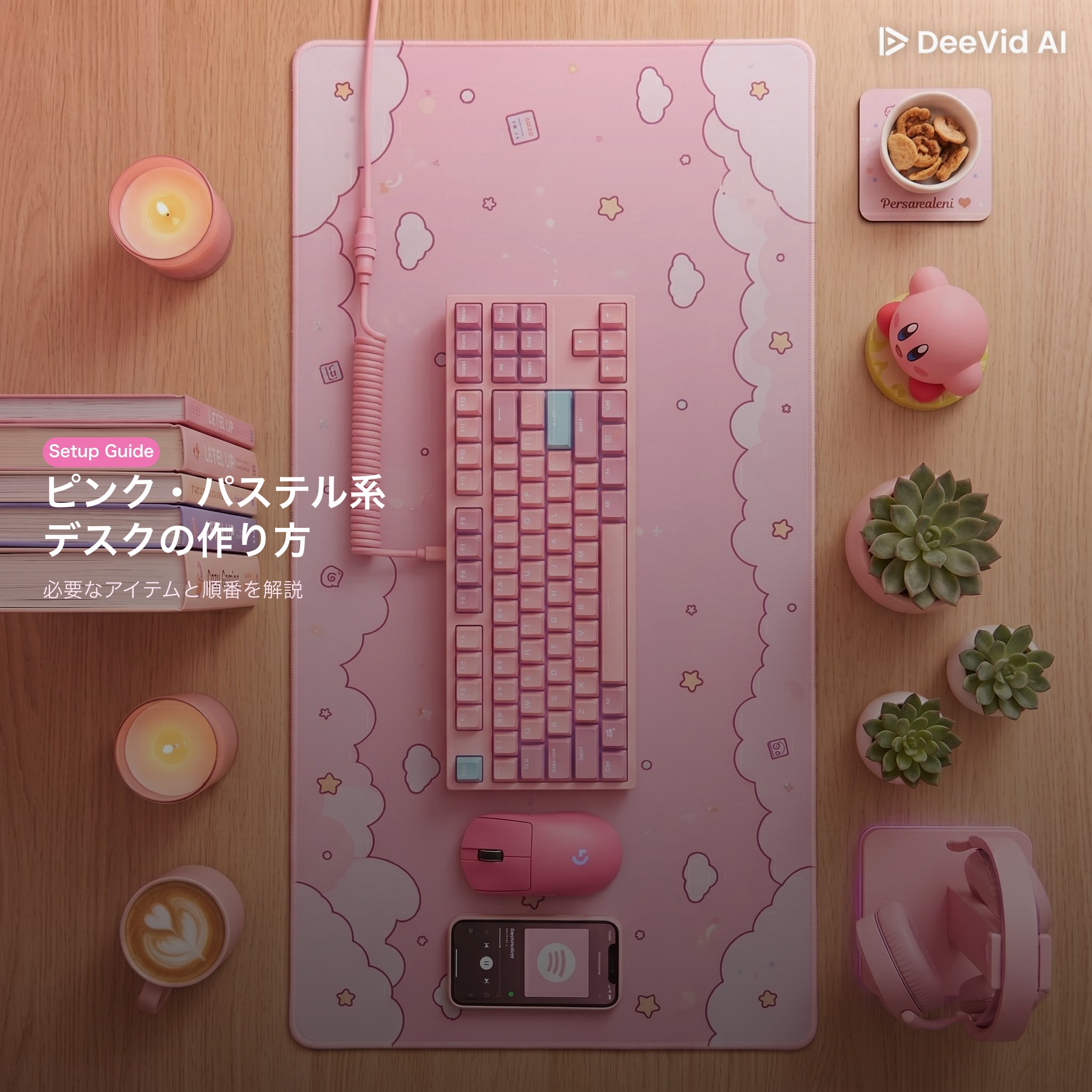 ピンク・パステル系ゲーミングデスクの作り方【完全ガイド】必要なアイテムと順番を解説